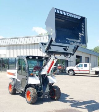 Virnig Skid Steer High Dump Bucket - Attachment on Toolcat